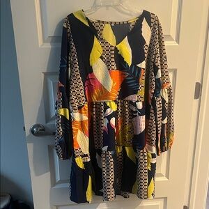 Colorful Patterned Long Sleeve Dress